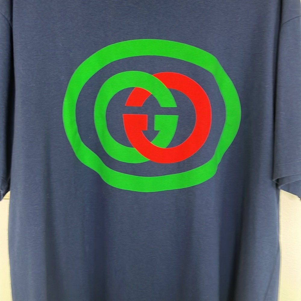 Gucci Blue Tee with Vibrant Logo - Picture 3 of 9